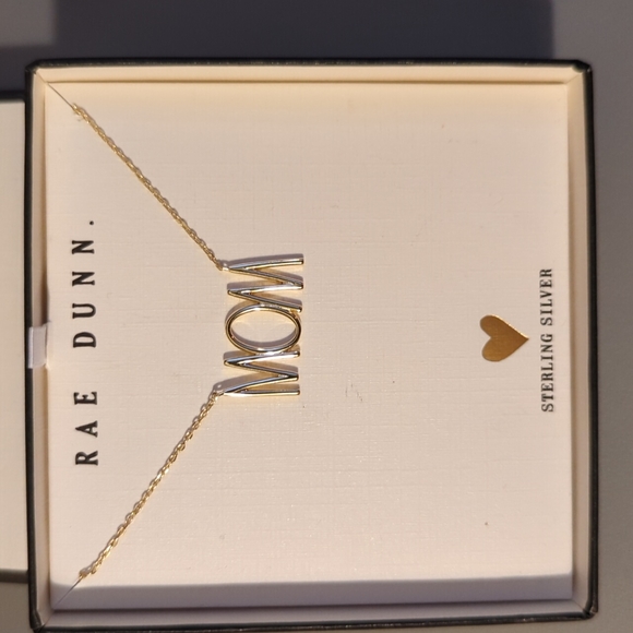 Rae Dunn "MOM" Necklace Gold Color Sterling Silver Gift Box - Picture 2 of 3